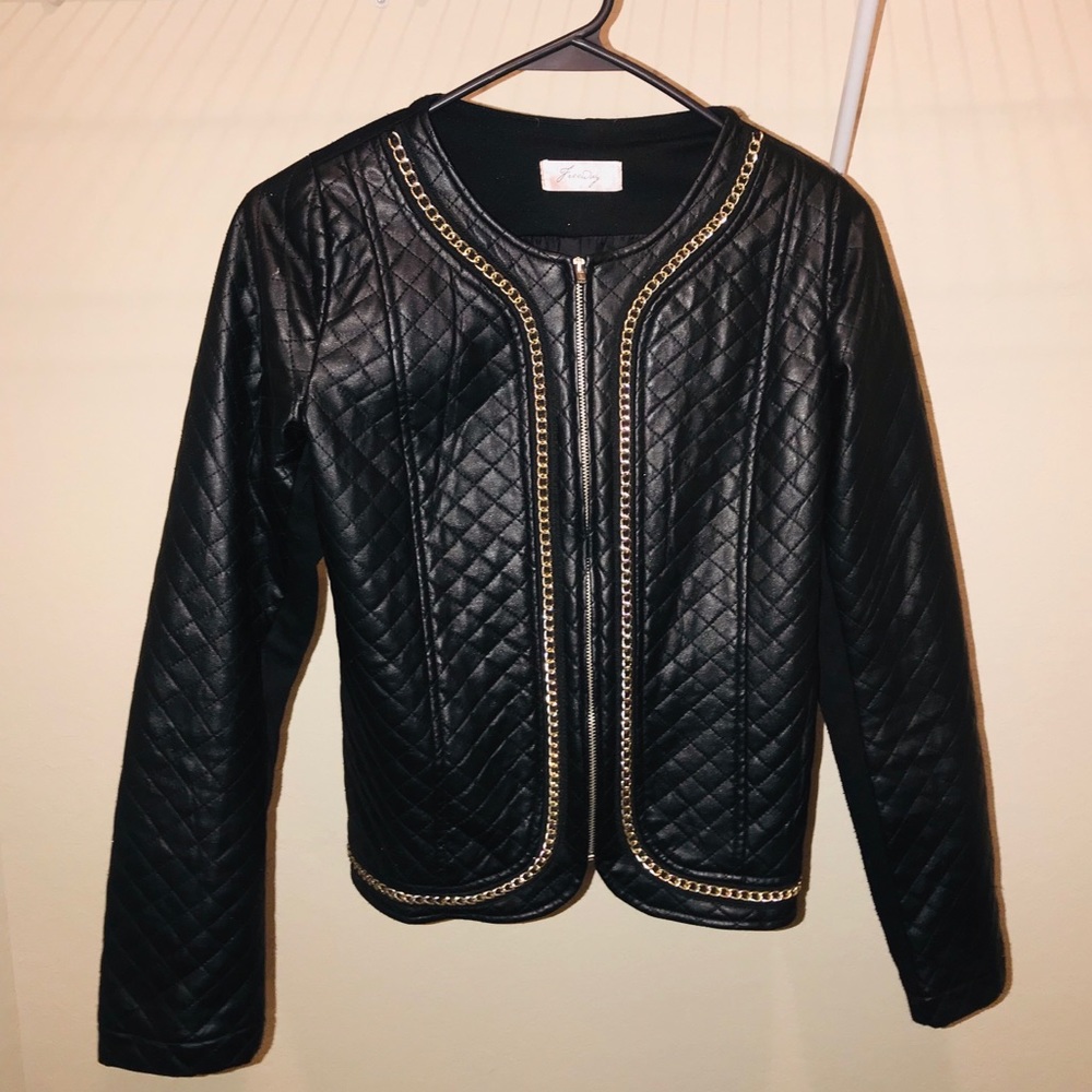Black Leather “Chain” Jacket